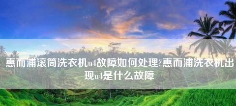解析松下洗衣机故障U4的原因和解决方法